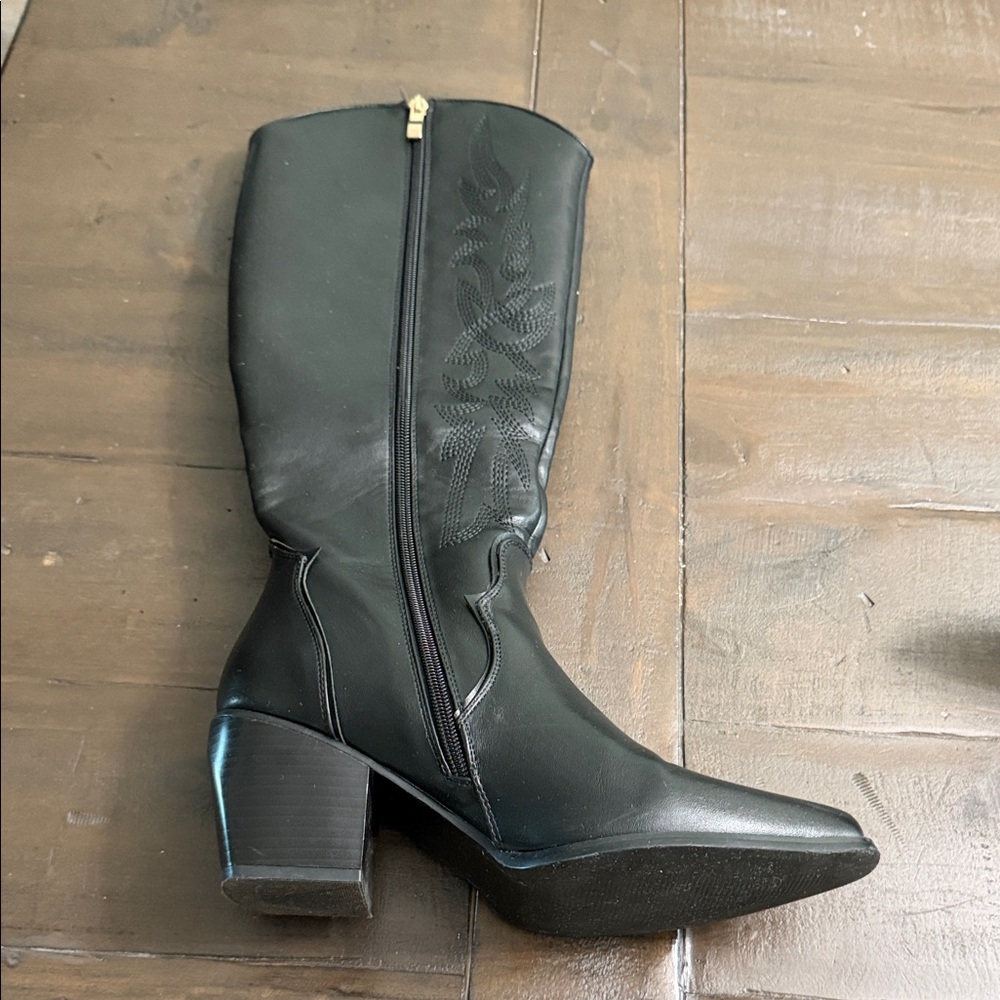 Dream Pairs Black Mid-Calf Block Heel Boots